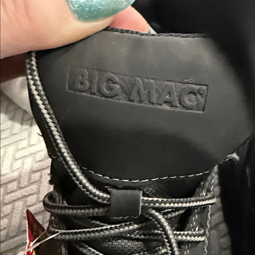Big Mac Steel Toe Boots Size 7M Black Memory Foam Oil Sleep Resistant Light